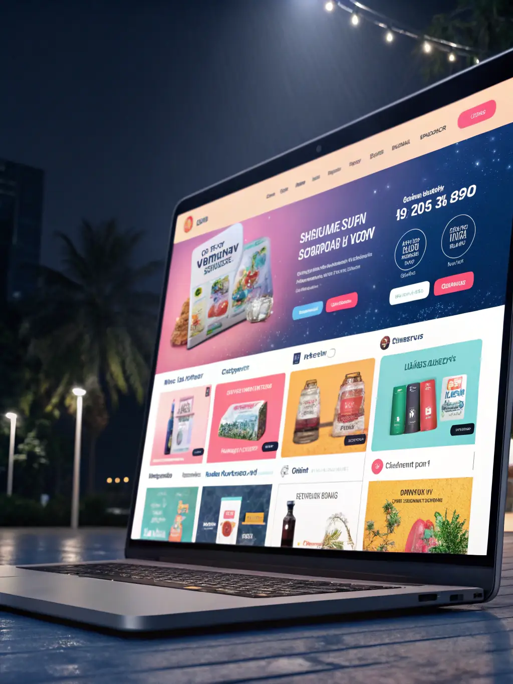 A screenshot of a WooCommerce store with a visually appealing design, highlighting product categories and customer reviews, demonstrating the platform's flexibility.