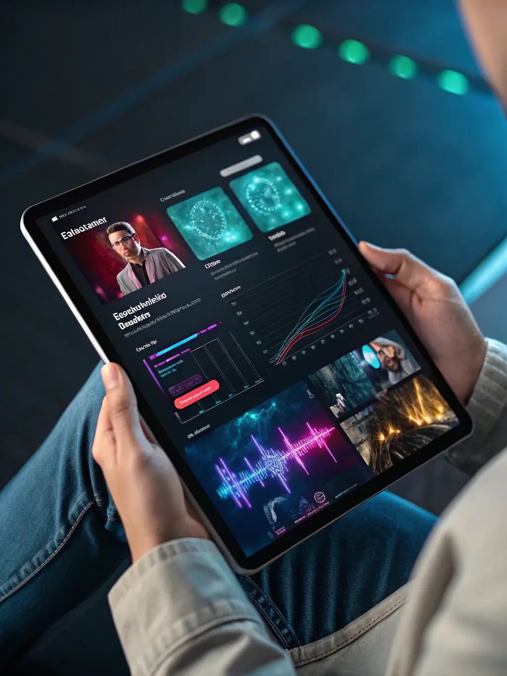 A digital illustration of a hand holding a tablet displaying the AI Automation Workflow Guide, surrounded by icons representing efficiency and productivity, set against a clean, modern background.